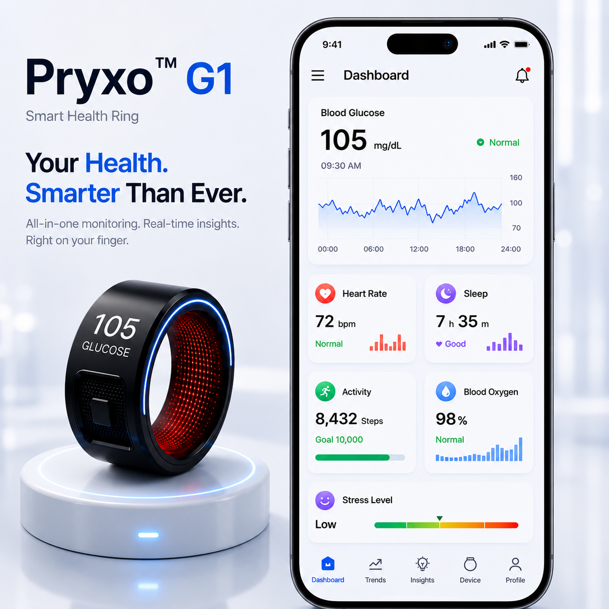 🔥The last two hours  and the number of places is limited🎉 75% OFF Launch Offer🏆Pryxo™ G1 Non-Invasive Smart Ring